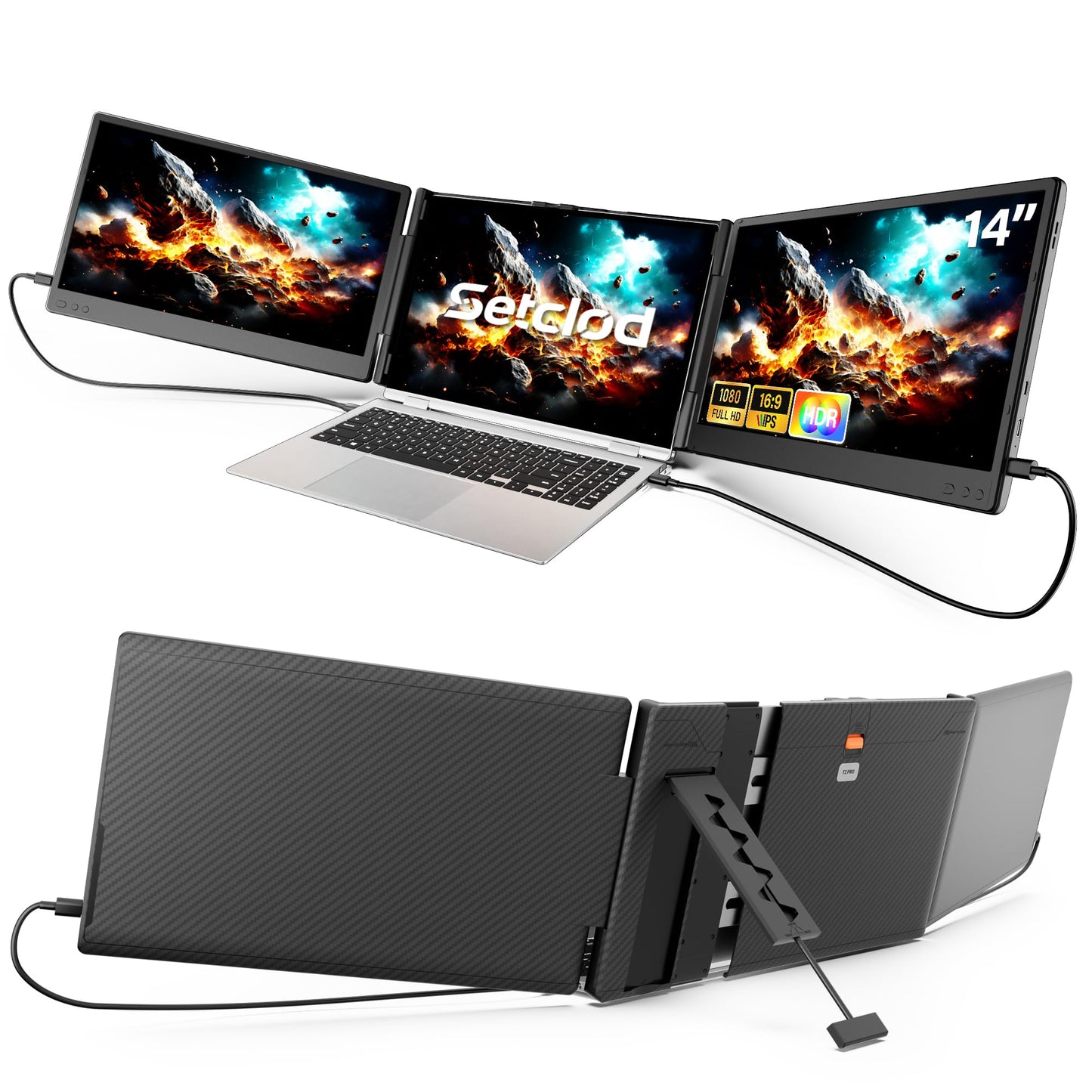 Laptop Screen Extender 0.17" Ultra-Thin, 14.2" FHD 1080P IPS Portable Monitor for Laptop, Dual Screen Travel Monitor Extender Suitable for 13"-17.3" Plug & Play for Windows/Mac/Android/Switch/PS-5