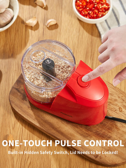 Reemix 1.5-Cup One-Touch Electric Food Chopper, 100W Mini Food Processor Meat Grinder, Mix, Chop, Mince and Blend Vegetables, Fruits, Nuts, Meats, Stainless Steel Blade (Black)