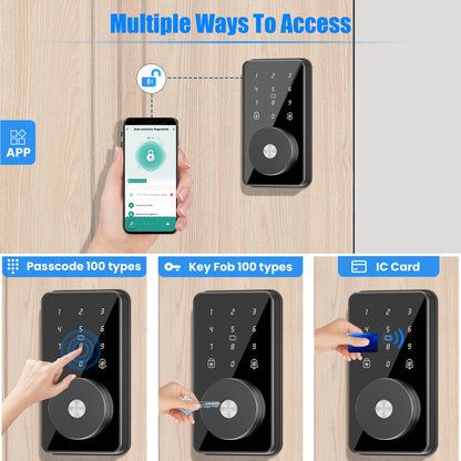 Smart Lock, 4-in-1 Keyless Entry Door Lock for Front Door, 6 Digital Code Door Lock with Keypad, Bluetooth Smart Deadbolt, App Control