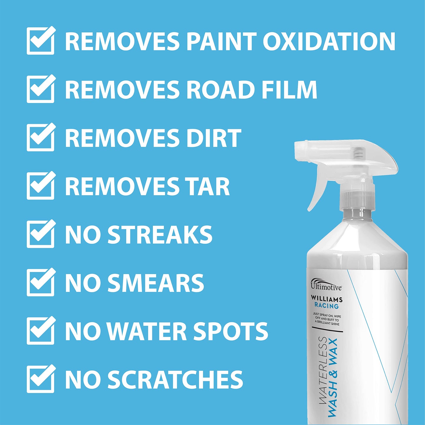Williams Racing Waterless Wash and Wax Car Cleaning kit 1L + 5L re-fill bottle