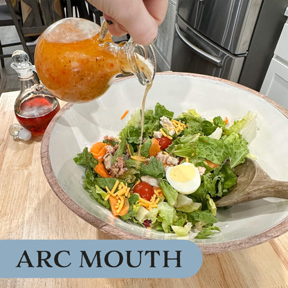 Cornucopia Brands Glass Oil and Vinegar Cruets (Set of 2); 8oz Round Oil Dispensers / Salad Dressing Bottles with Stoppers