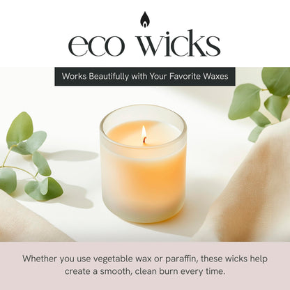 EAP Innovations 6" Eco Candle Making Wicks, Self-Trimming Design, Coreless Cotton Wicks for Candle Making, Ideal for DIY, Ideal for Low Melt-Point Waxes, Size ECO-6, Pack of 100