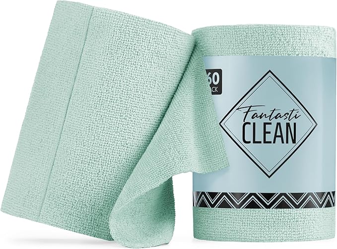 Fantasticlean Microfiber Cleaning Cloth Roll -60 Pack, Tear Away Paperless