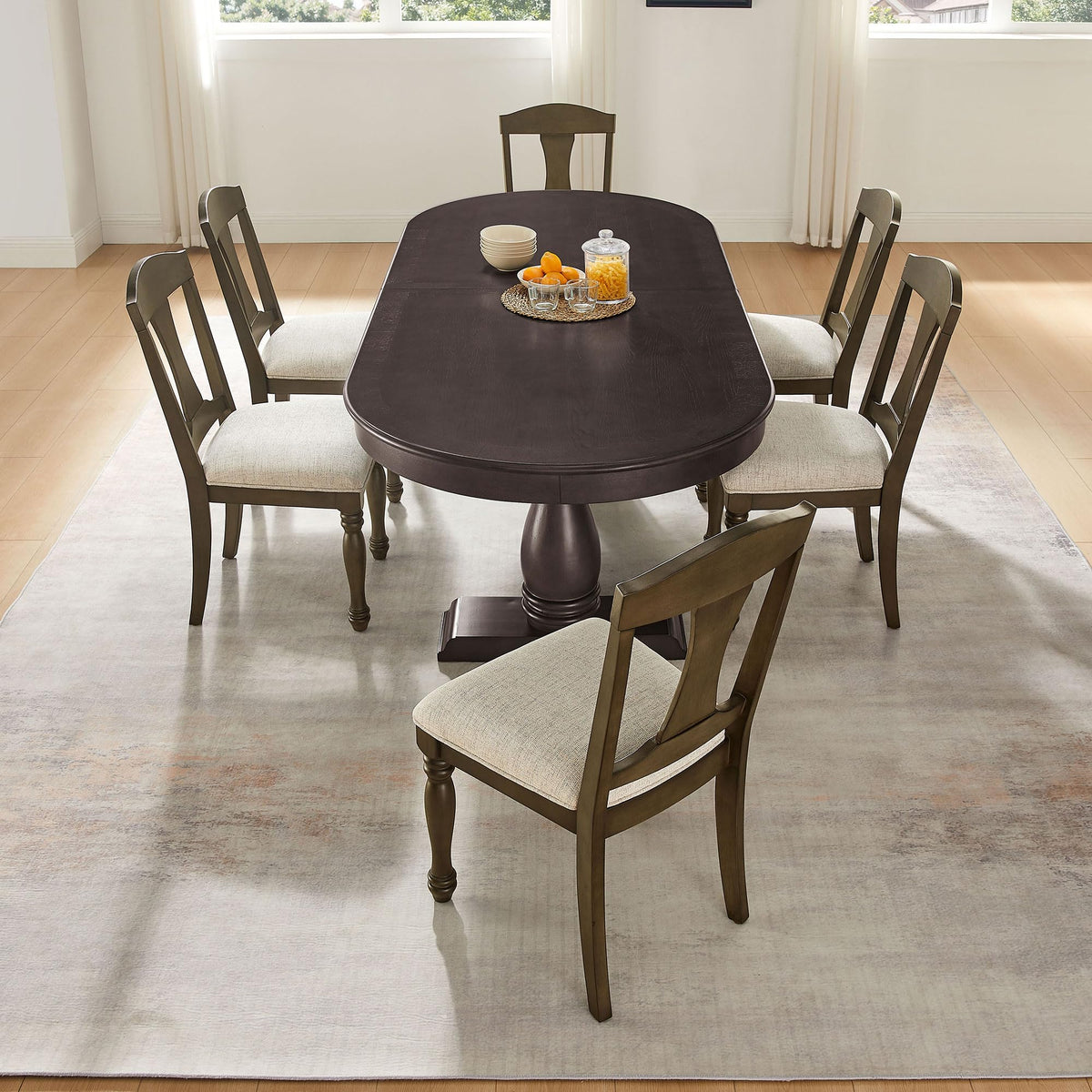 Ball & Cast Farmhouse Extendable Dining Table for 6-8, 76"-94" Long Extendable Kitchen-Table with Leaf, Mid Century Curved Wooden Expandable Table w/18 Leaves,Drop-Leaf Breakrest Table, Dark Brown