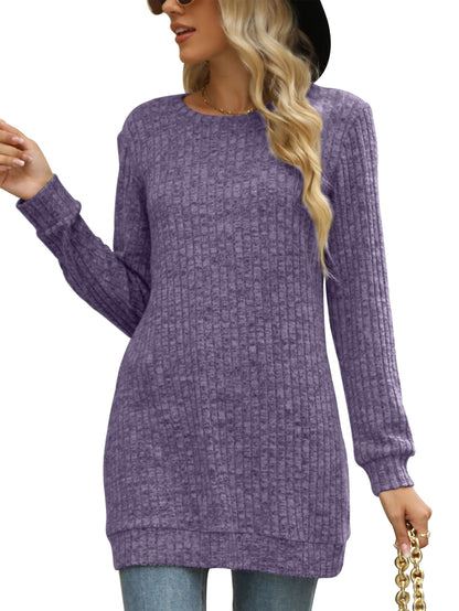 Sweaters for Women Long Sleeve Crewneck Sweatshirt Loose Casual Tunic Tops