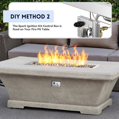 Skyflame 30" Linear Stainless Steel Fire Pit Drop-in Burner Kit with Flame Sensing, Electronic Spark Ignition, and Propane Regulator Hose Set