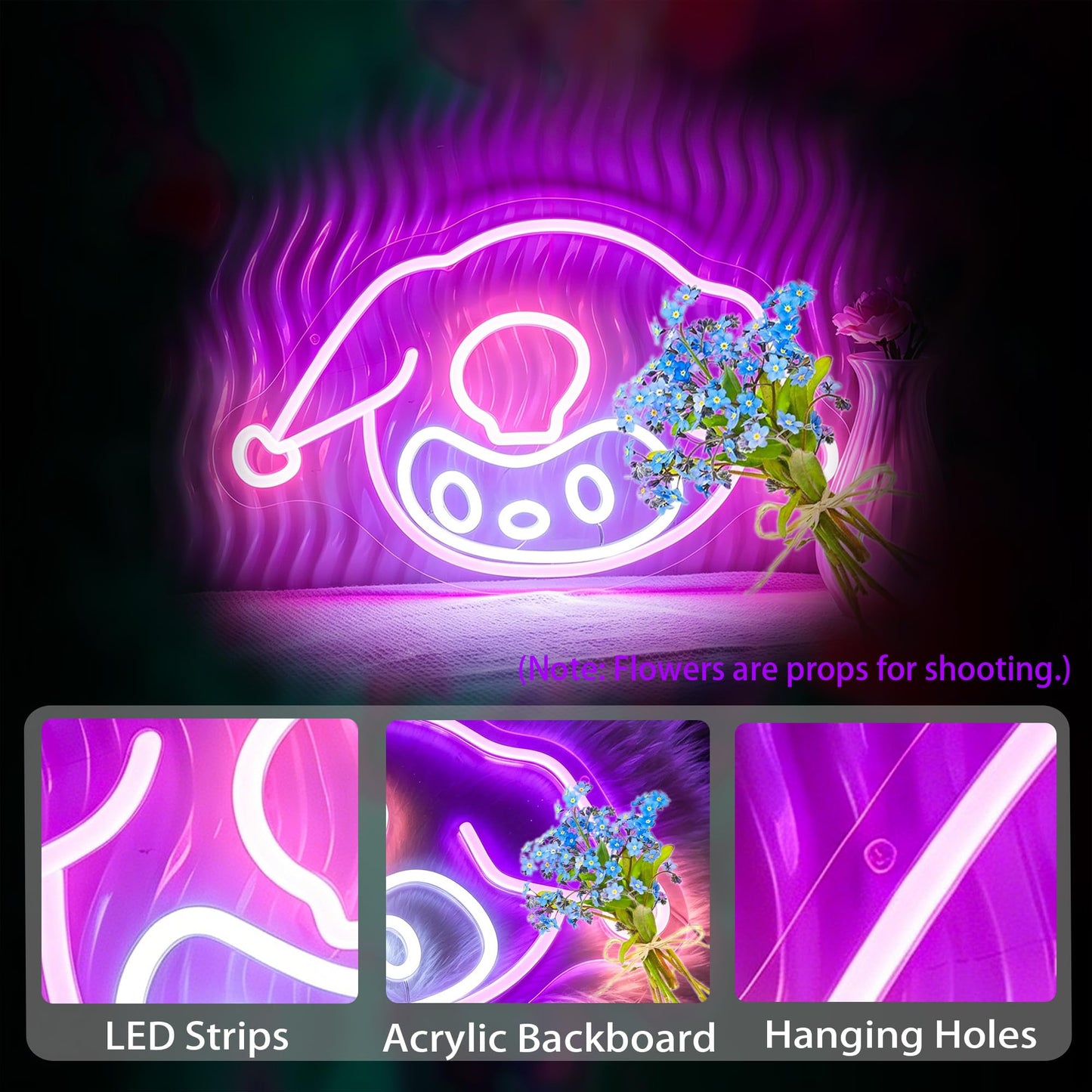 Bkuupau Neon Sign, Anime Neon Signs for Wall Decor LED Light up Signs Home Decor for Bedroom, Man Cave, Gaming Room, Party, Club, Pub, Bar Decoration Christmas Halloween Easter Gift USB Operated
