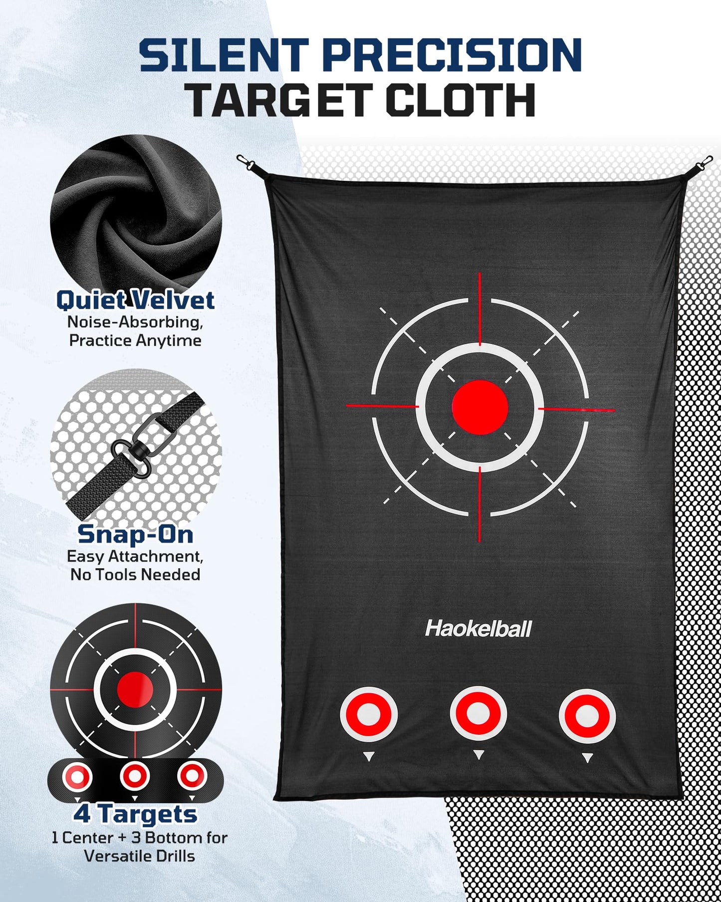 Haokelball Golf Hitting Net for Backyard, 10x8ft Driving Real Balls Practice Nets for Indoor Outdoor Use, Heavy Duty Netting with Side Barriers, Impact Target Cloth and Carry Bag