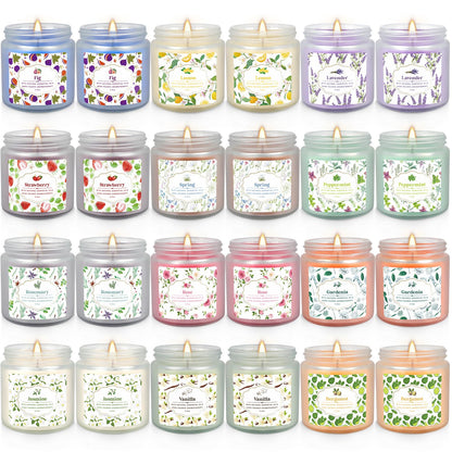 YOROXRG 24 Pack Scented Candles with Added Natural Essential Oils, 3.5oz, Suitable for Various Festivals, Parties, Yoga, and Home Scene