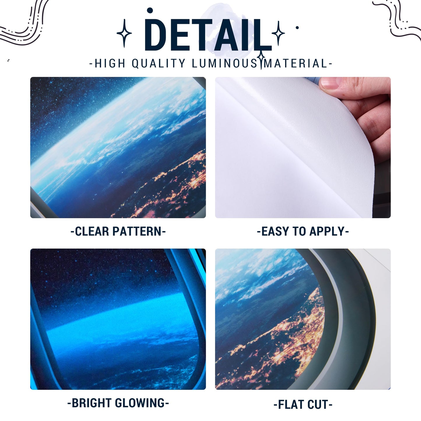 Glow in The Dark 3D Space Wall Decals, Set of 3 Galaxy Window Stickers for Wall, Space Themed Room Decor for Kids Boys (Blue)
