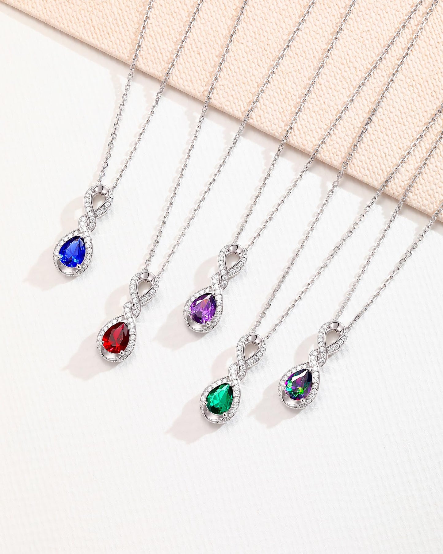 FANCIME Sapphire Necklace September Birthstone Sterling Silver Dainty Infinity Knot Pendant Necklace Blue Gemstone Fine Jewelry Anniversary Birthday Graduation Mothers Day Gifts for Women Mom