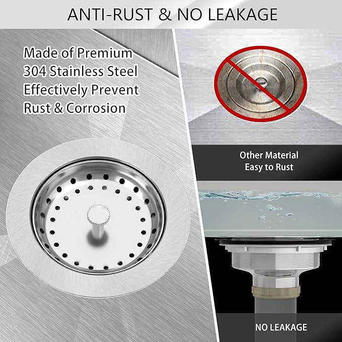 Kitchen Sink Strainer 2 Pack Drain Stopper Combo Basket Replacement