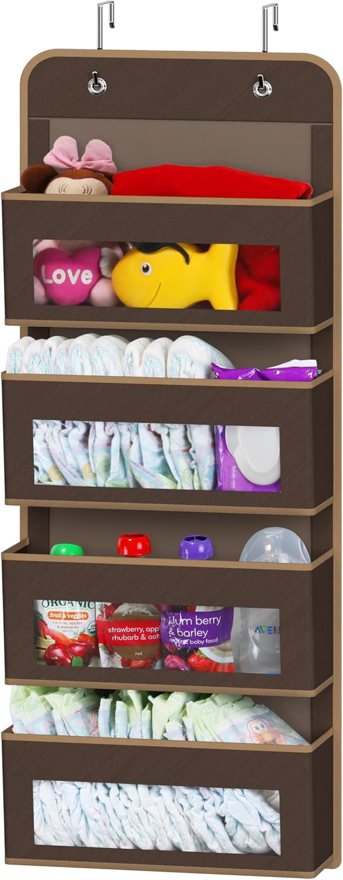Simple Houseware 4 Clear Window Pocket Over Closet Door Storage Hanging