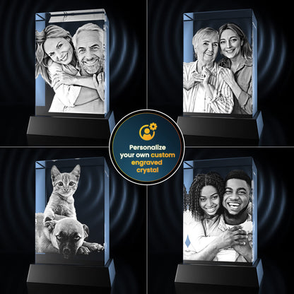 STRONGUS 3D Crystal Photo Christmas Gift – Personalized Custom Engraved Picture in Crystal – Unique Holiday Keepsake for Dad, Mom, Him, Her – Anniversary, Birthday, Couples Gift – Made in USA (small)
