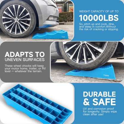LEIDGG 2Pack 3-Tier Levelling Ramps for Campervans Heavy-Duty Anti-Skid RV Levelling Blocks Height Adjustable Vehicle Ramps for Cars, Trailer,Truck Up to 10000 LBS