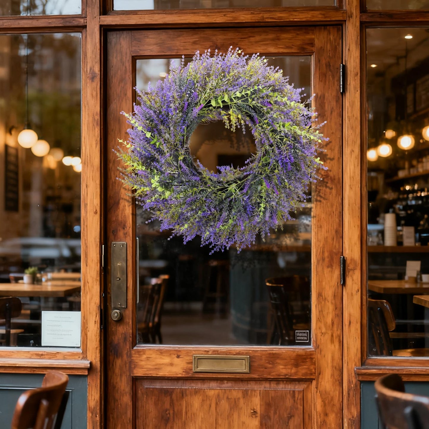 26'' Lavender & Eucalyptus Wreath for Front Door, Window - Artificial Eucalyptus Leaves Greenery Outdoor Wreath for Wedding Farmhouse Porch Wall Room Home Decor (Purple)