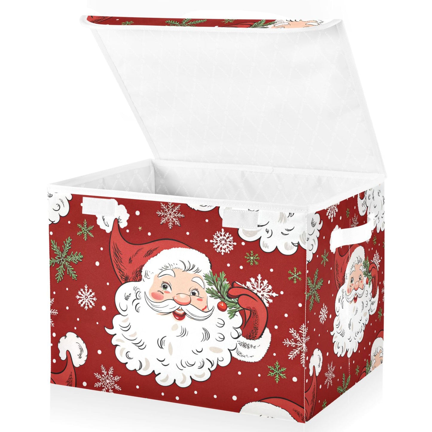 xigua Christmas Santa Claus Storage Bins with Lids and Carrying Handle,Foldable Storage Boxes Organizer Containers Baskets Cube with Cover for Home Bedroom Closet Office