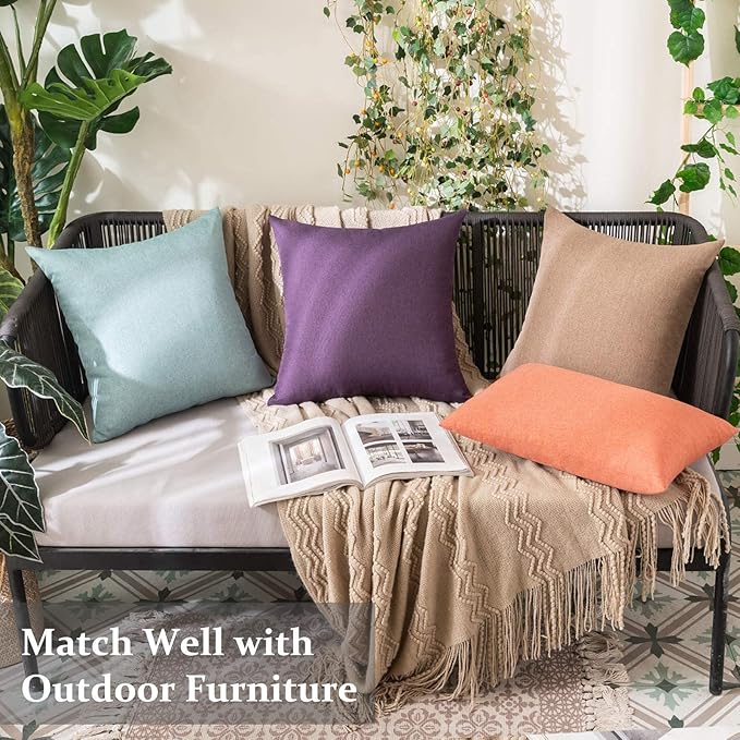MIULEE Pack of 2 Decorative Outdoor Solid Waterproof Throw Pillow Covers Faux