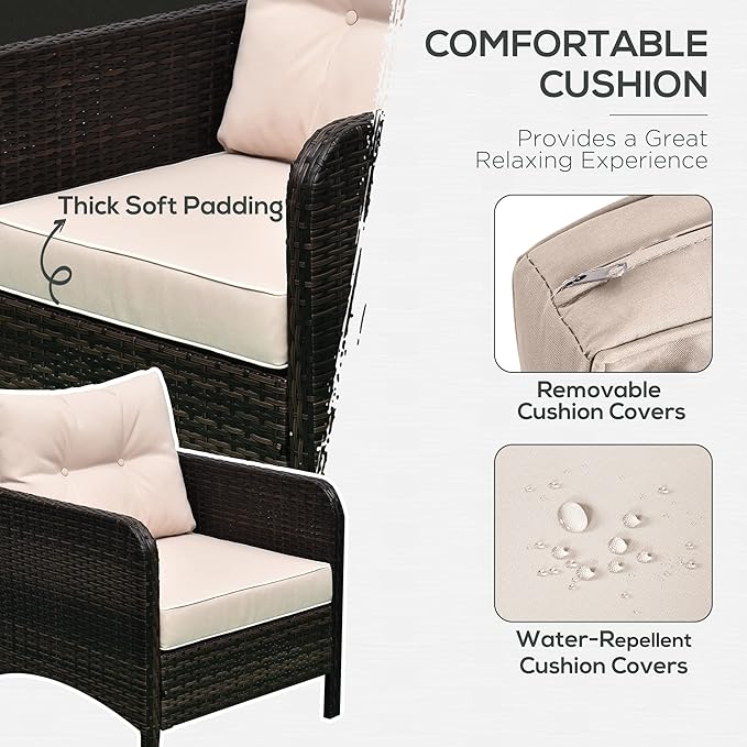 Outsunny 5 Pieces Rattan Wicker Lounge Chair Outdoor Patio Conversation Set