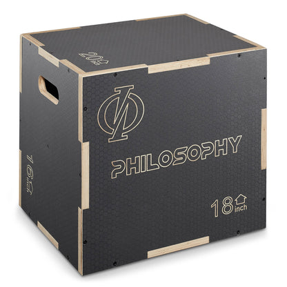 Philosophy Gym 3-in-1 Non-Slip Wooden Plyo Box - 20" x 18" x 16", Wood Plyometric Jump Box for Home Gym, HIIT, Step-Ups, and Strength Training - Gray