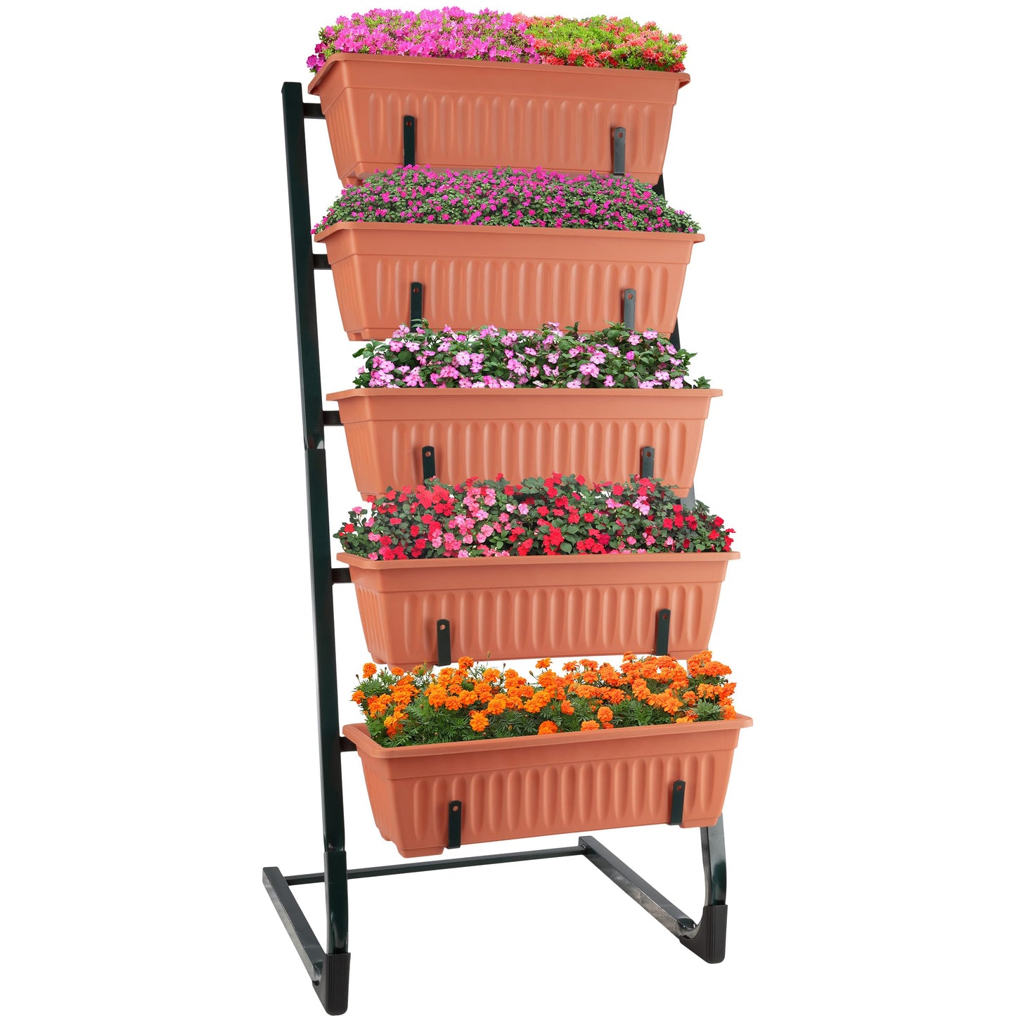 Raised Garden Beds - 5 Tier Vertical Garden Planter - Planters for Outdoor Plants - Gardening and Greenhouse Accessories by Pure Garden (Terracotta)