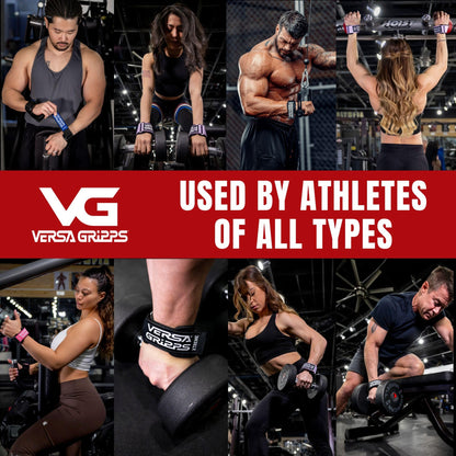 Versa Gripps® Xtreme Wrist Straps – Made in USA, Patented VersaBridge™ Grip with U-Shaped Carpal Support for Weightlifting, Platinum, R/L