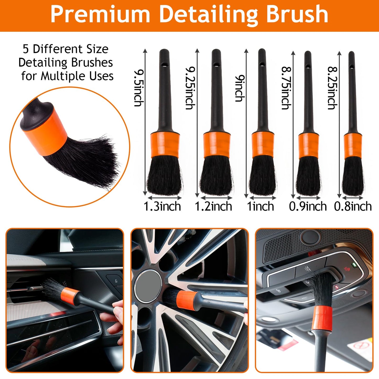 THINKWORK Car Detail Duster Kit - 17PCS Perfect Dust Removal Kit for Interior and Exterior, Detailing Brush, Cleaning Gel, Window Brush, Coral Fleece Towels and Cleaning Pads
