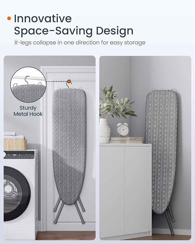 SONGMICS Ironing Board, Foldable Iron Board, Height Adjustable up to 35 Inches