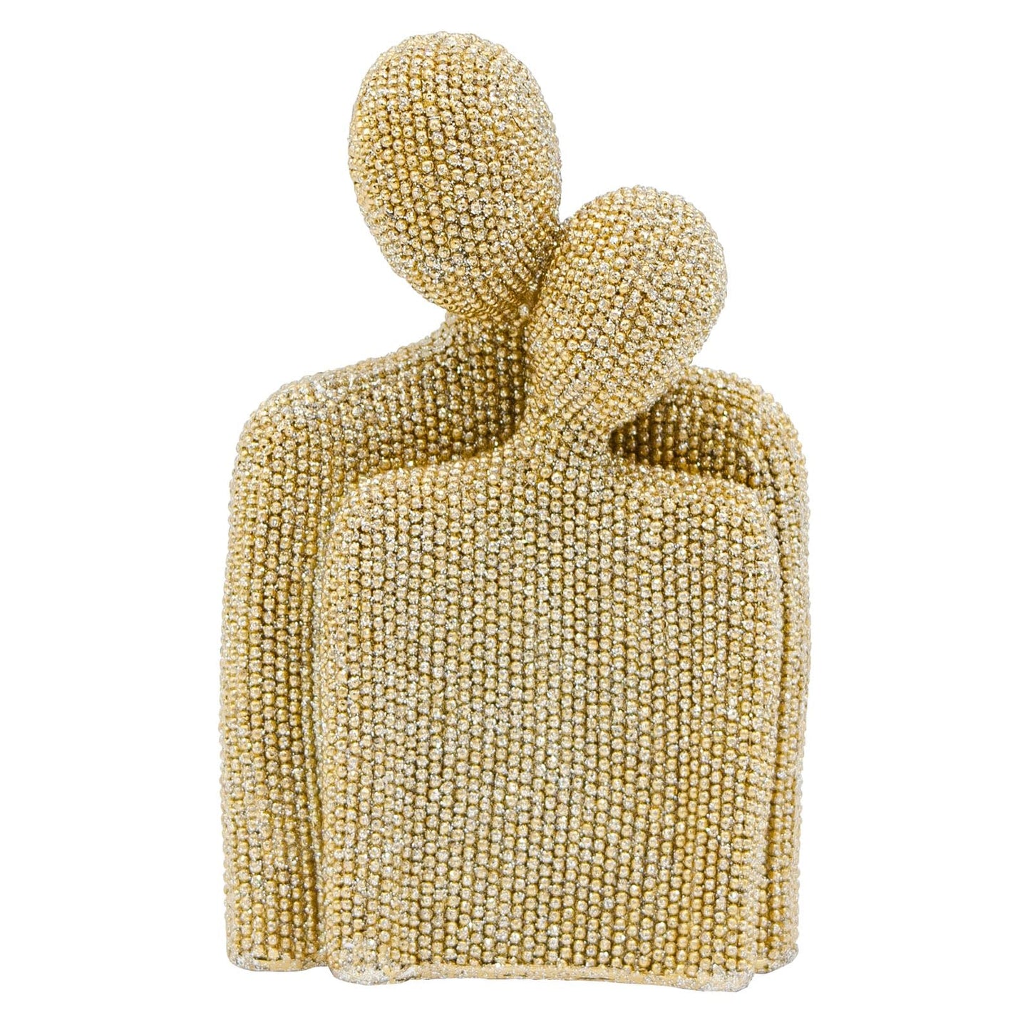 Hugging Couple Statue, Sparkling Golden Romantic Resin Lovers Figurine, Modern Abstract Art Sculptures for Home Living Room Bedroom Office Bookshelf Decor, Luxury Wedding & Valentine's Day Gift