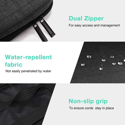 BAGSMART Electronics Organizer Travel Case, Small Cord Bag for Travel Essentials, Tech bag for Men Women, Cable Organizer for Phone, SD Card, Black