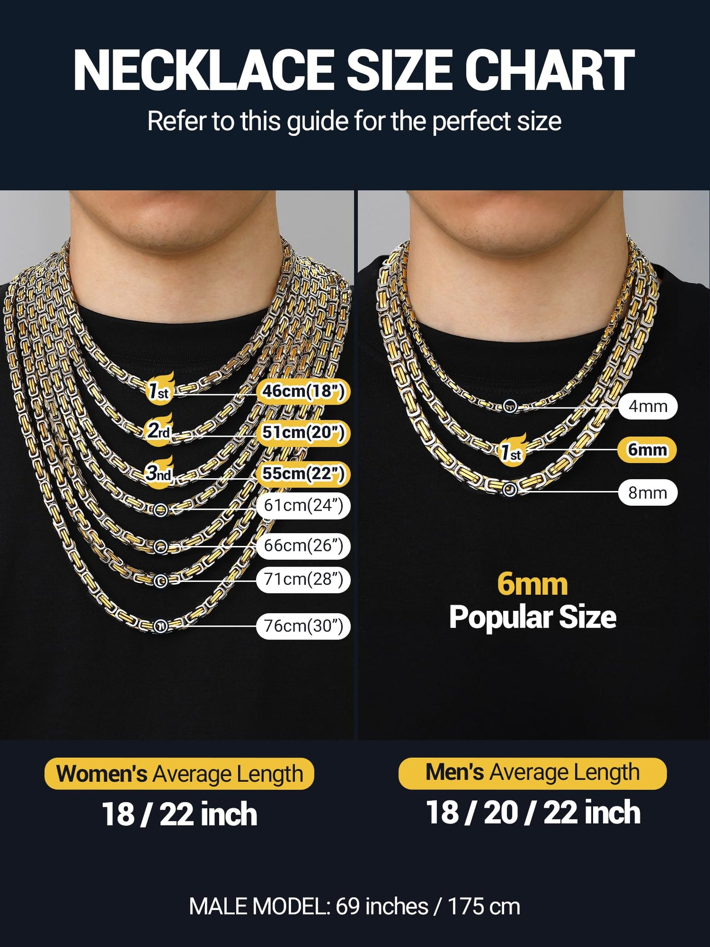 PROSTEEL Mens Chain Necklace Stainless Steel Chunky Necklace for Men