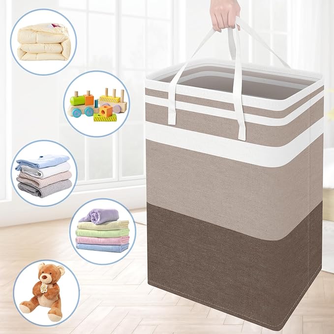 BlissTotes 3-Pack Laundry Basket, Freestanding＆Waterproof Laundry Hamper