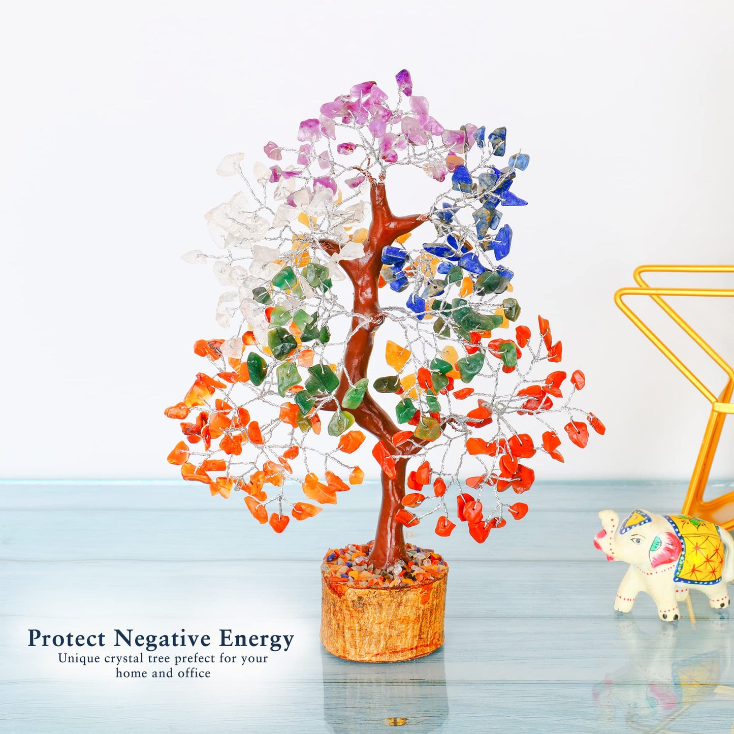 Seven Chakra Crystal Tree for Positive Energy - Feng Shui Tree of Life Decor - Good Luck Gifts - Crystals and Stones - Spiritual Items - Housewarming Gifts for Women