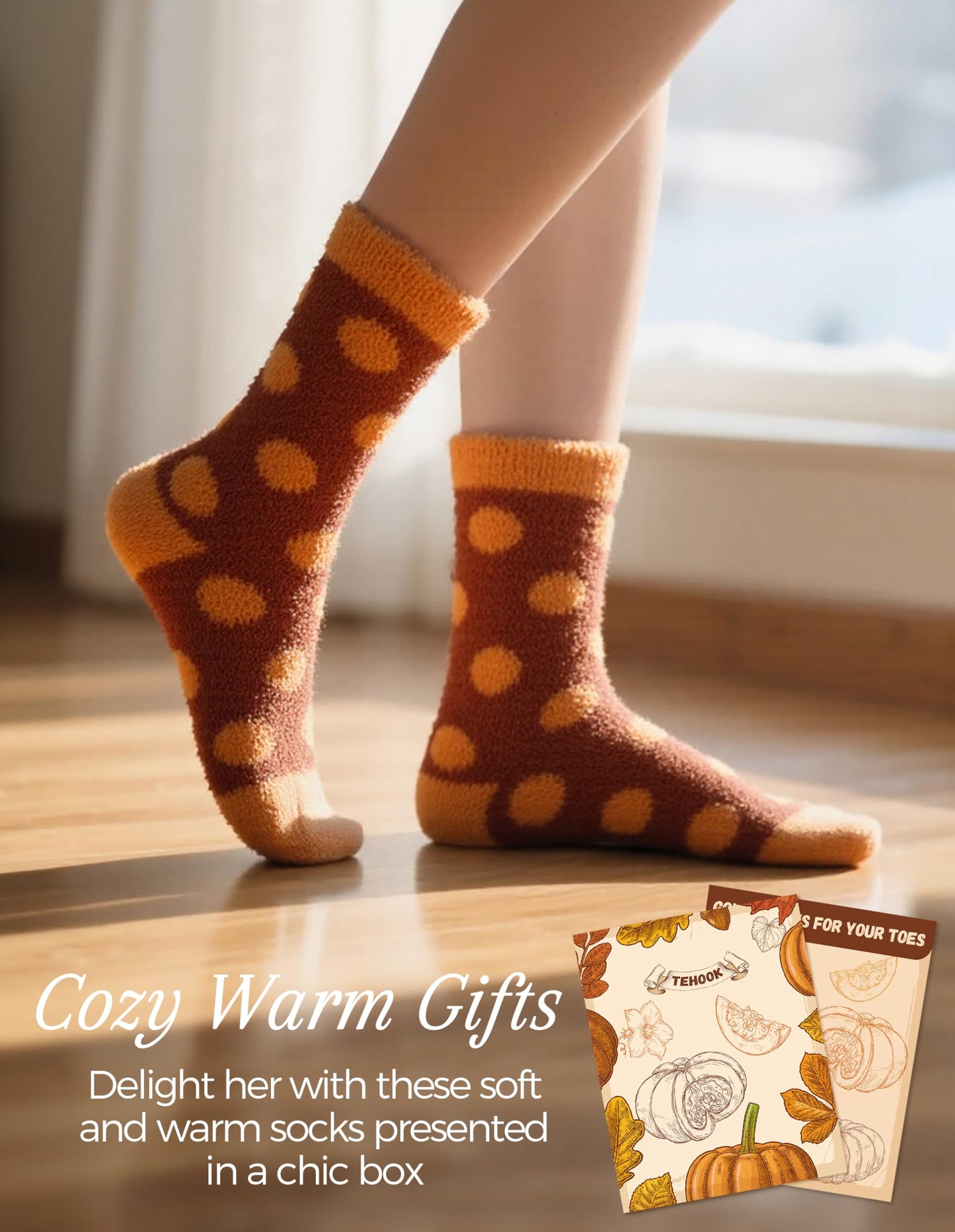 TEHOOK Warm & Cozy Valentines Gifts for Women, Fluffy Fuzzy Plush Sleeping Slipper Socks - Soft Warm Fabric