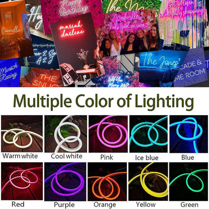 Custom Neon Signs, Personalised Large Led Neon Lights Sign Customizable for Wall Decor Wedding Birthday Party Bedroom Bar Shop Name Logo Lights (Optional 16" to 55")