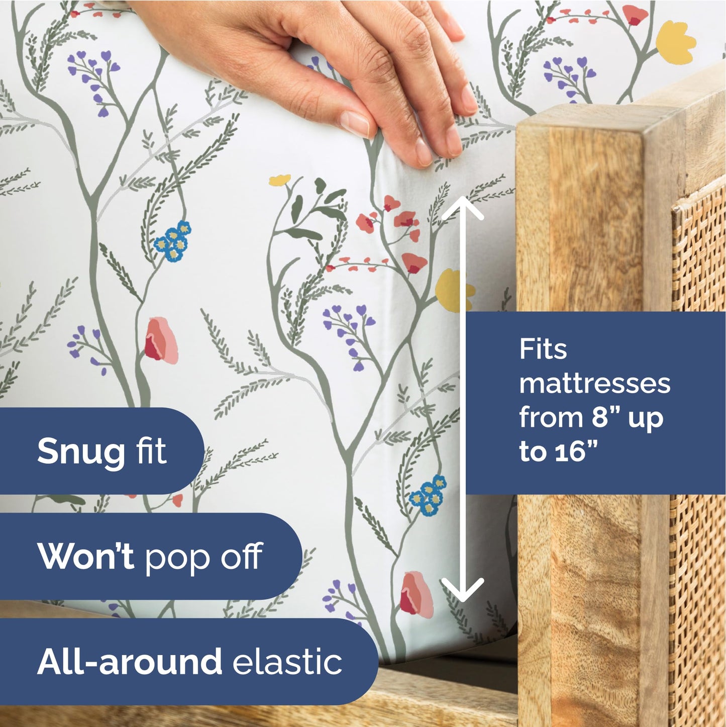 Floral Sheets - Boho King Bed Sheet Set - 1 Flat, 1 Fitted & 2 Pillowcases w/ Deep Pockets - Comfy, Wrinkle & Fade-Free - Boho Botanical Bedding - Ultra-Soft, Breathable and Cooling - King Size Set