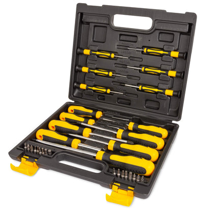 TuulKIT 32 Pieces Screwdriver Set with Compact Carry Case, Flat-Head, Cross-Head, Slot-Head and Precision Screwdrivers, Cushion Grip Handles, Magnetised Hex, Torx, Ph, Pz Bits