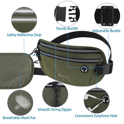 Slim Running Belt for Women Men Runners Fanny Packs With Phone Holder Hidden Pockets Exercise Waist Bag for Marathon Workout