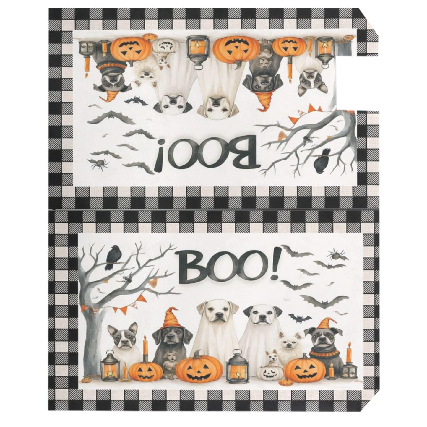 Happy Halloween Dogs Magnetic Mailbox Covers Spooky Bat Raven Pumpkin Buffalo Plaid Mailbox Cover Standard Size Full Magnet Garden Yard Porch Mail Boxes Cover Holiday Decorations 21" L x 18" W