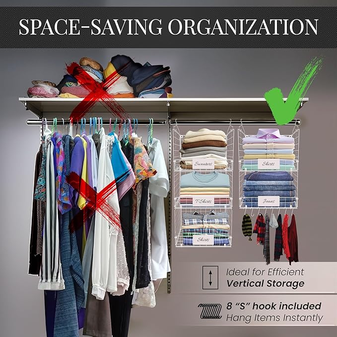 DECOLURE 5-Tier Adjustable Hanging Closet Organizer – Maximize Hanging Storage