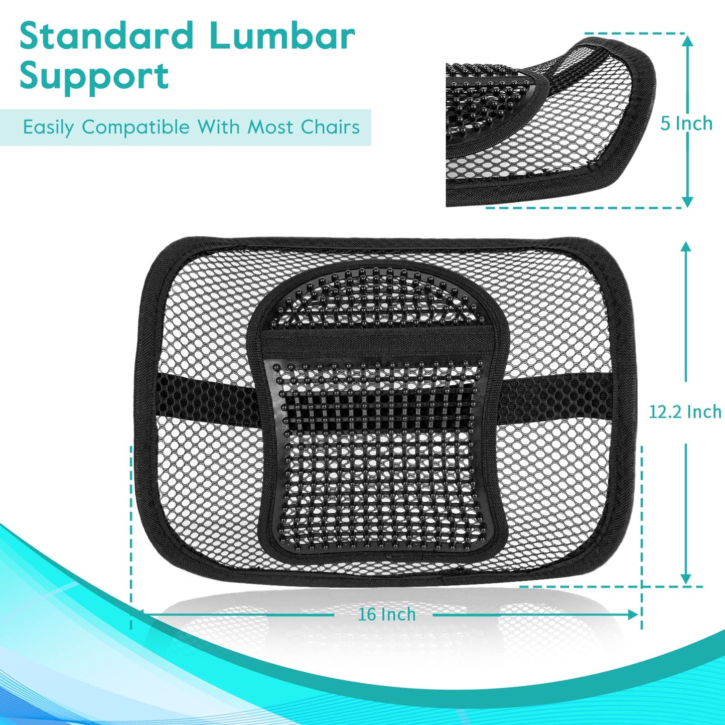 m zimoon Mesh Back Support, Mesh Lumbar Support Cushion Air Flow Chair Back Support with Elastic Strap Back Rest for Home Office Chair Car Seat Back Pain Relief