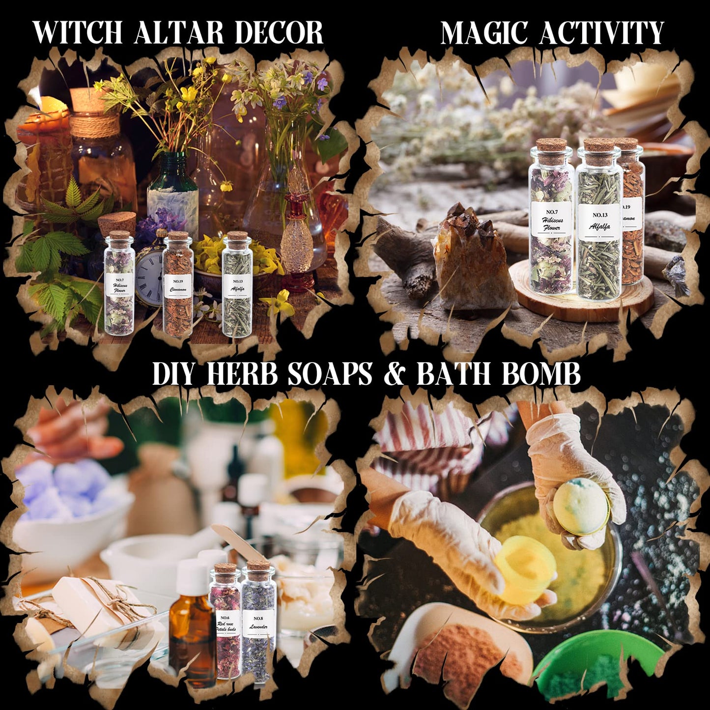 24-Pack Witchcraft Supplies Herbs and Flowers Kit for Witchy Beginners