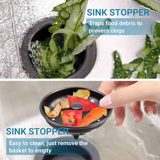 KONE Kitchen Sink Stopper and Strainer 2 Pack Oil Rubbed Bronze Sink Basket