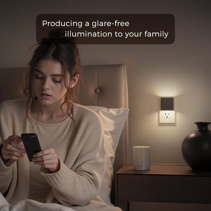L LOHAS LED Night Lights Plug into Wall,[2-Pack] Plug in Night Light with Dusk to Dawn Sensor,Brightness Adjustable,3000K Warm White,Dimmable Nightlight for Adults Bathroom Hallway Kitchen