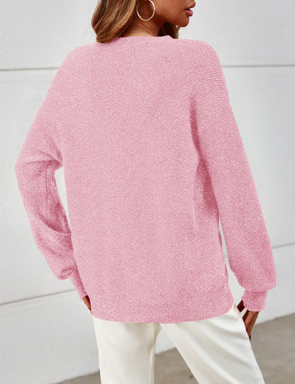 MEROKEETY Women's 2025 Fall Winter Oversized Pullover Sweater Trendy Crew Neck Long Sleeve Heathered Knit Jumper Tops