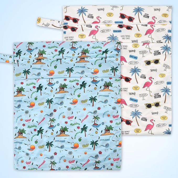 2pcs Travel Waterproof Laundry Bag, Cloth Diaper Wet Dry Bags