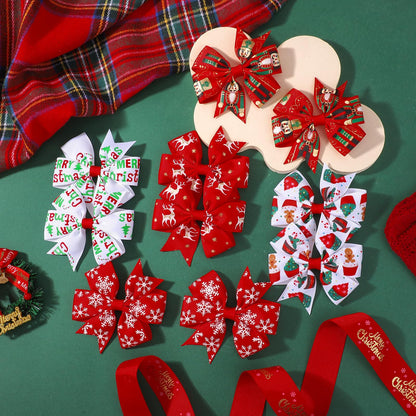 choicbaby 20PCS Christmas Hair Bows Toddler Hair Bow Clips 3＂Grosgrain Ribbon Girls Baby Bow Clips Christmas Hair Accessories for Toddler Girls Baby