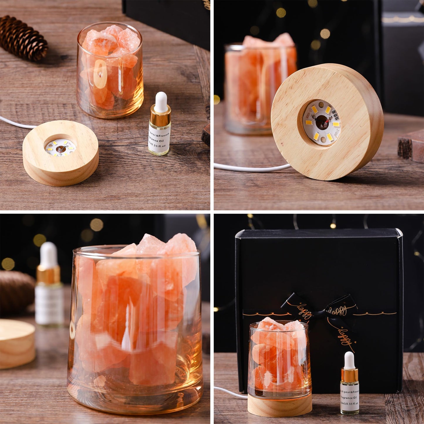 Himalayan Salt Stone Essential Oil Diffuser - Lavender Essential Oil Gift Set - Natural Aromatherapy Diffuser for Home & Office - Stress Relief & Air Purifier - Gift for Women