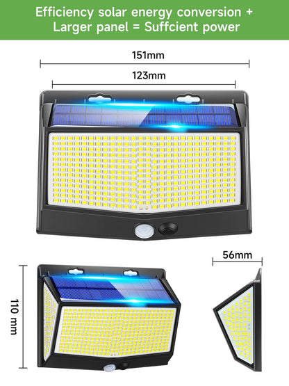 One Fire Solar Lights Outdoor, 468LED+2000LM Super Bright Solar Security Lights with Motion Sensor, 3 Modes Garden Lights Solar Powered Waterproof IP65