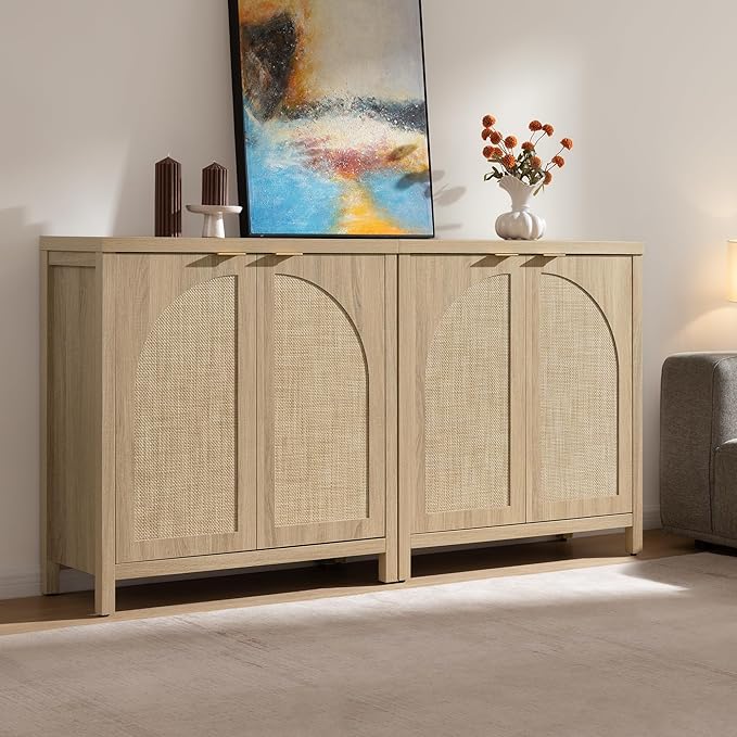SICOTAS Rattan Sideboard Buffet Cabinet